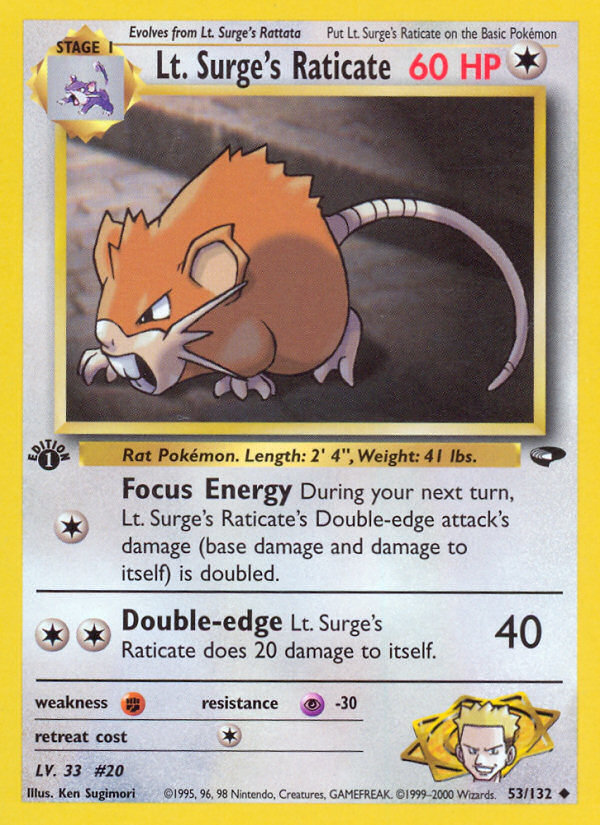 Lt. Surge's Raticate (53/132) [Gym Challenge 1st Edition] | Clutch Gaming