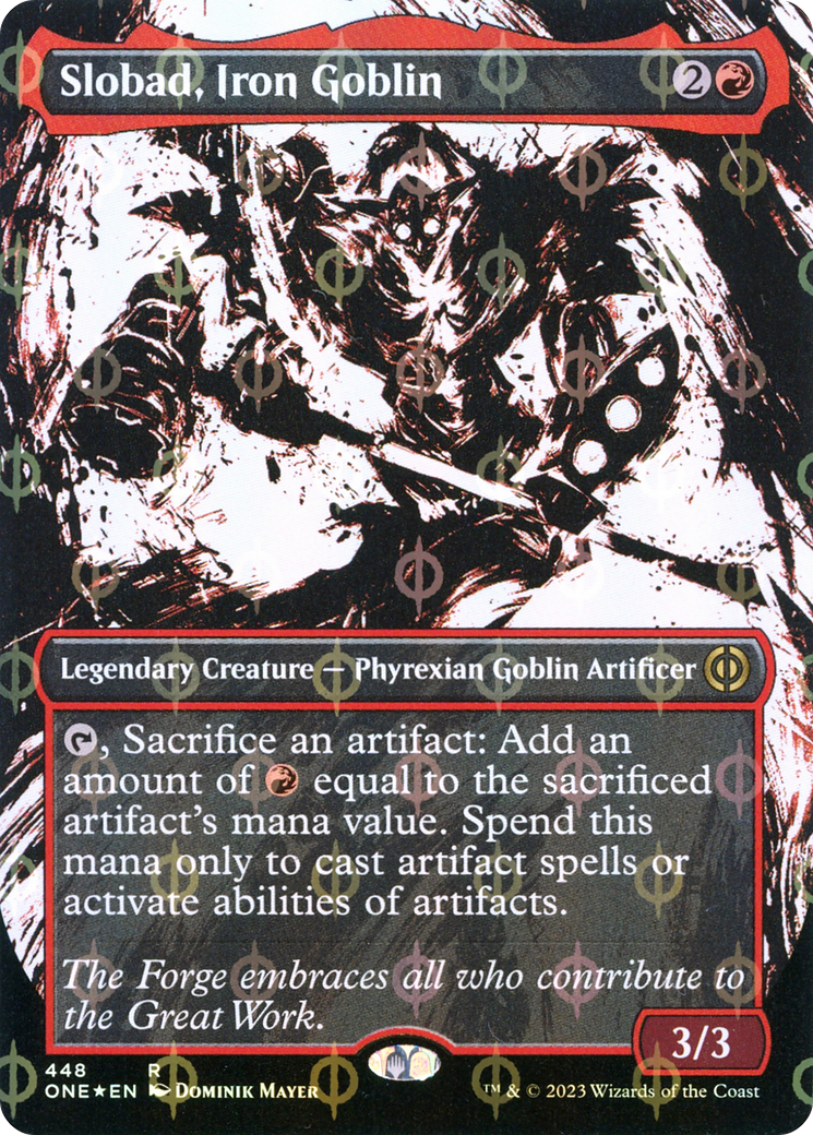 Slobad, Iron Goblin (Borderless Ichor Step-and-Compleat Foil) [Phyrexia: All Will Be One] | Clutch Gaming