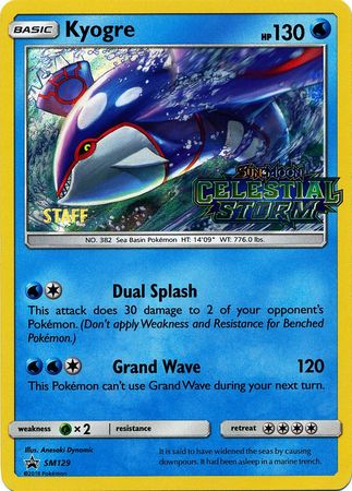 Kyogre (SM129) (Staff Prerelease Promo) [Sun & Moon: Black Star Promos] | Clutch Gaming