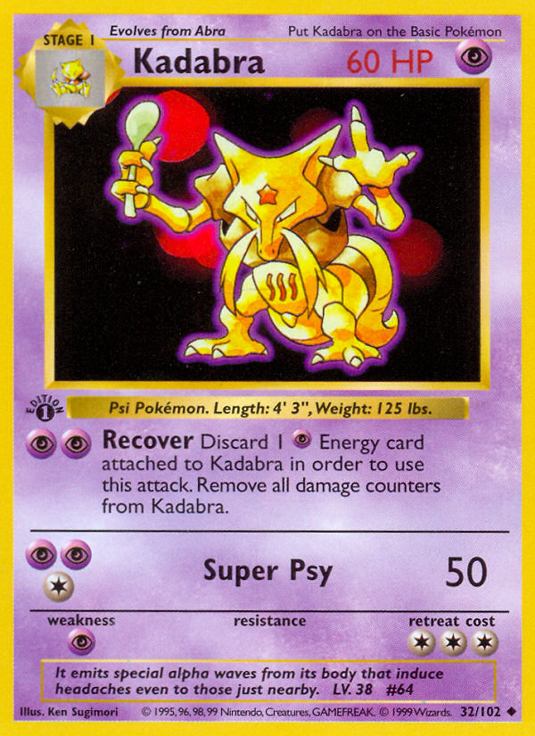 Kadabra (32/102) (Shadowless) [Base Set 1st Edition] | Clutch Gaming