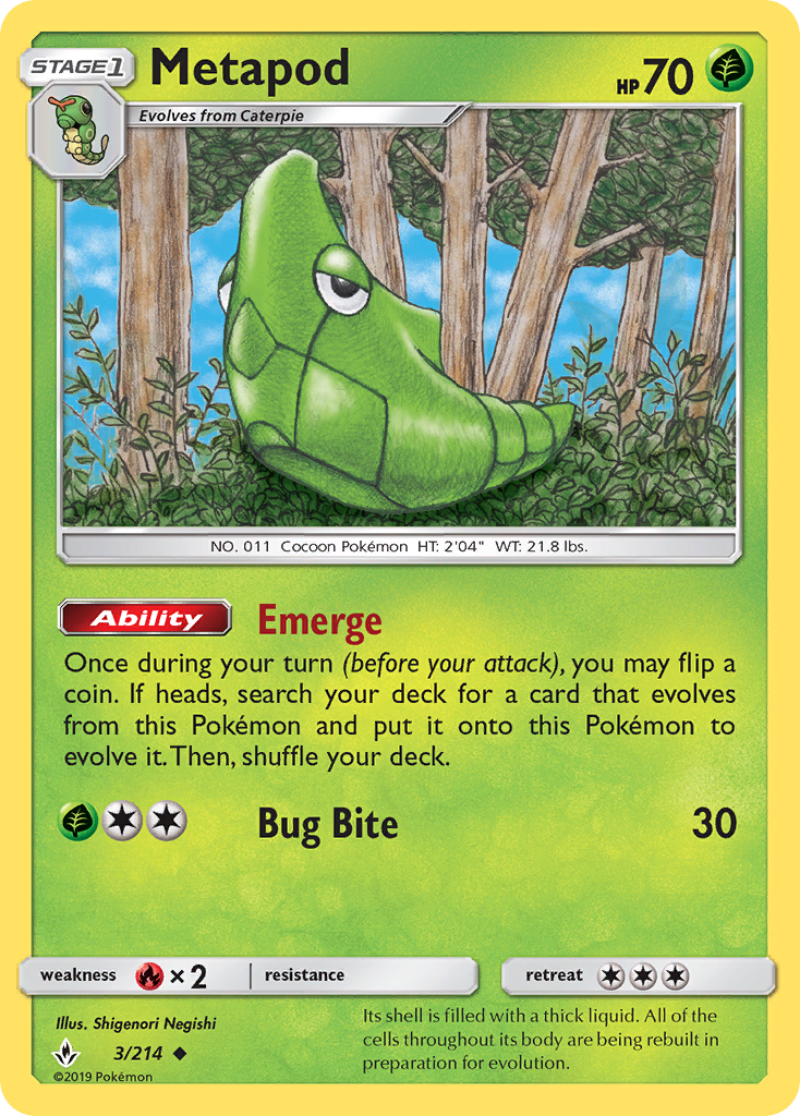 Metapod (3/214) [Sun & Moon: Unbroken Bonds] | Clutch Gaming