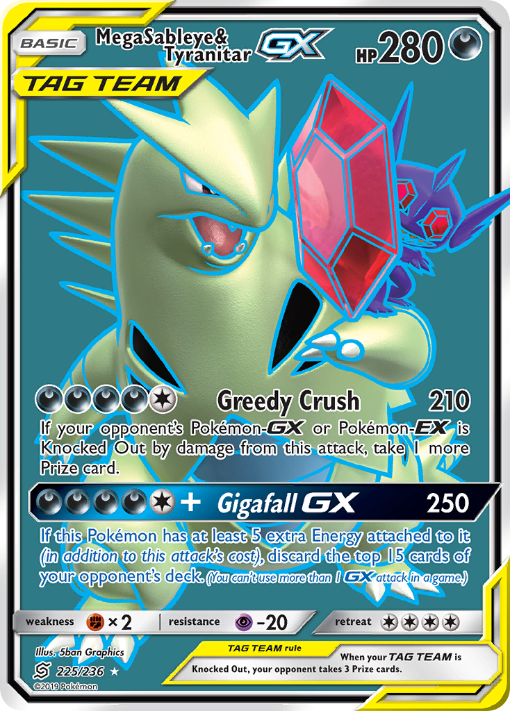 Mega Sableye & Tyranitar GX (225/236) [Sun & Moon: Unified Minds] | Clutch Gaming