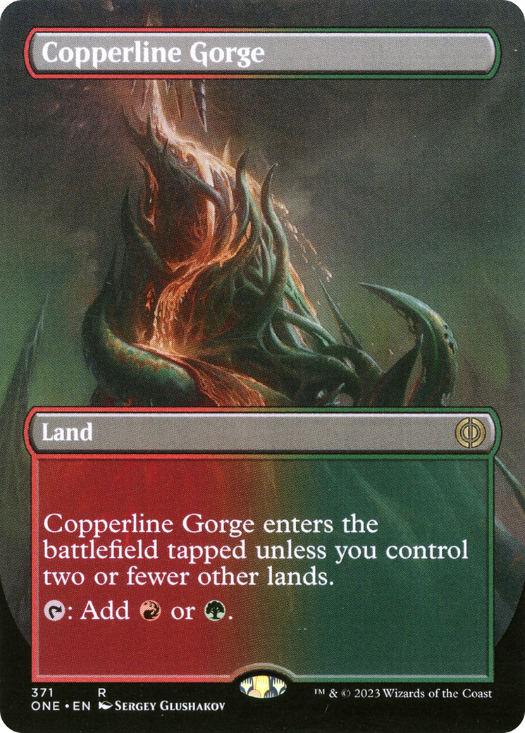 Copperline Gorge (Borderless Alternate Art) [Phyrexia: All Will Be One] | Clutch Gaming