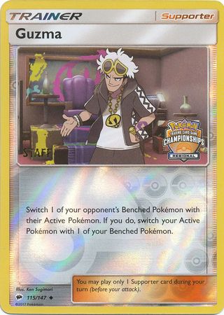 Guzma (115/147) (League Promo) (Staff) [Sun & Moon: Burning Shadows] | Clutch Gaming