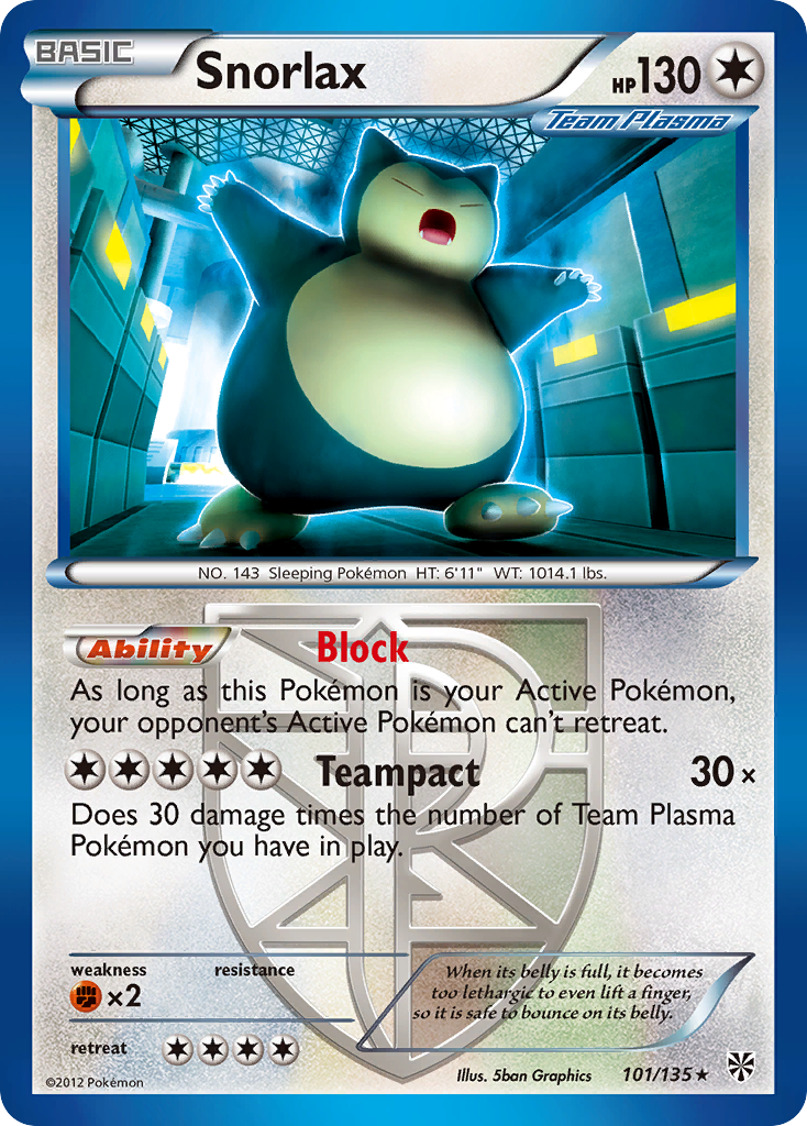 Snorlax (101/135) [Black & White: Plasma Storm] | Clutch Gaming