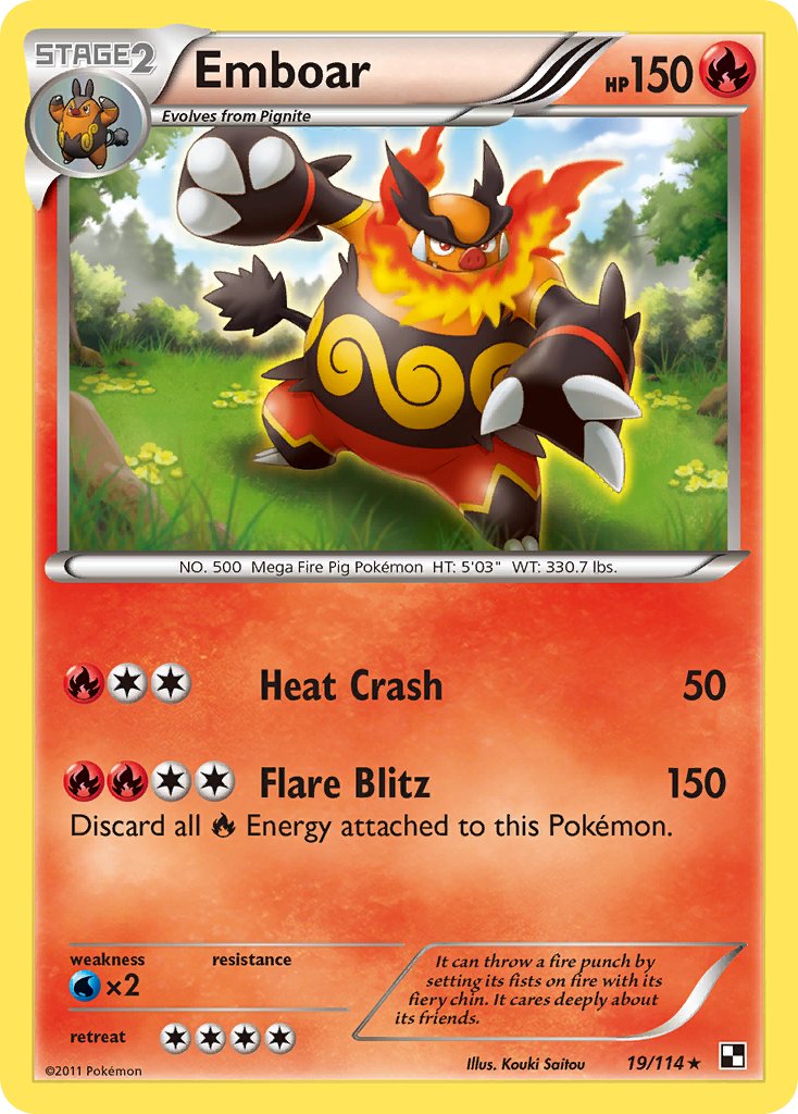 Emboar (19/114) (Cracked Ice Holo) (Theme Deck Exclusive) [Black & White: Base Set] | Clutch Gaming