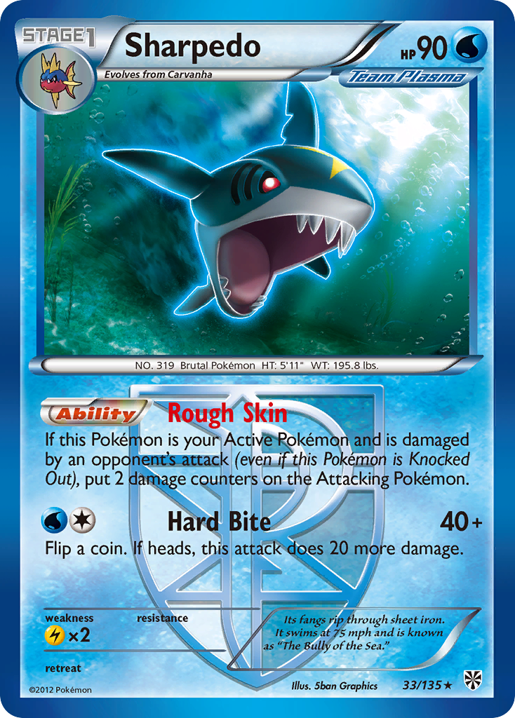 Sharpedo (33/135) [Black & White: Plasma Storm] | Clutch Gaming