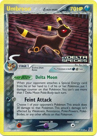 Umbreon (17/113) (Delta Species) (Stamped) [EX: Delta Species] | Clutch Gaming