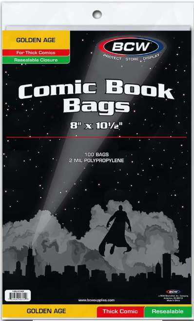 Resealable Golden Comic Bags - Thick | Clutch Gaming