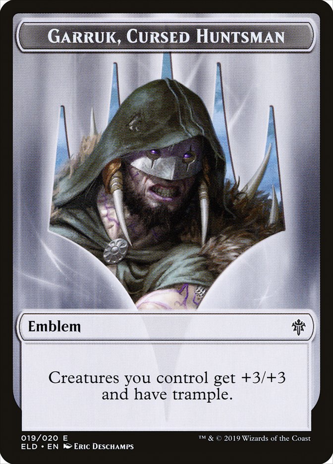 Garruk, Cursed Huntsman Emblem [Throne of Eldraine Tokens] | Clutch Gaming