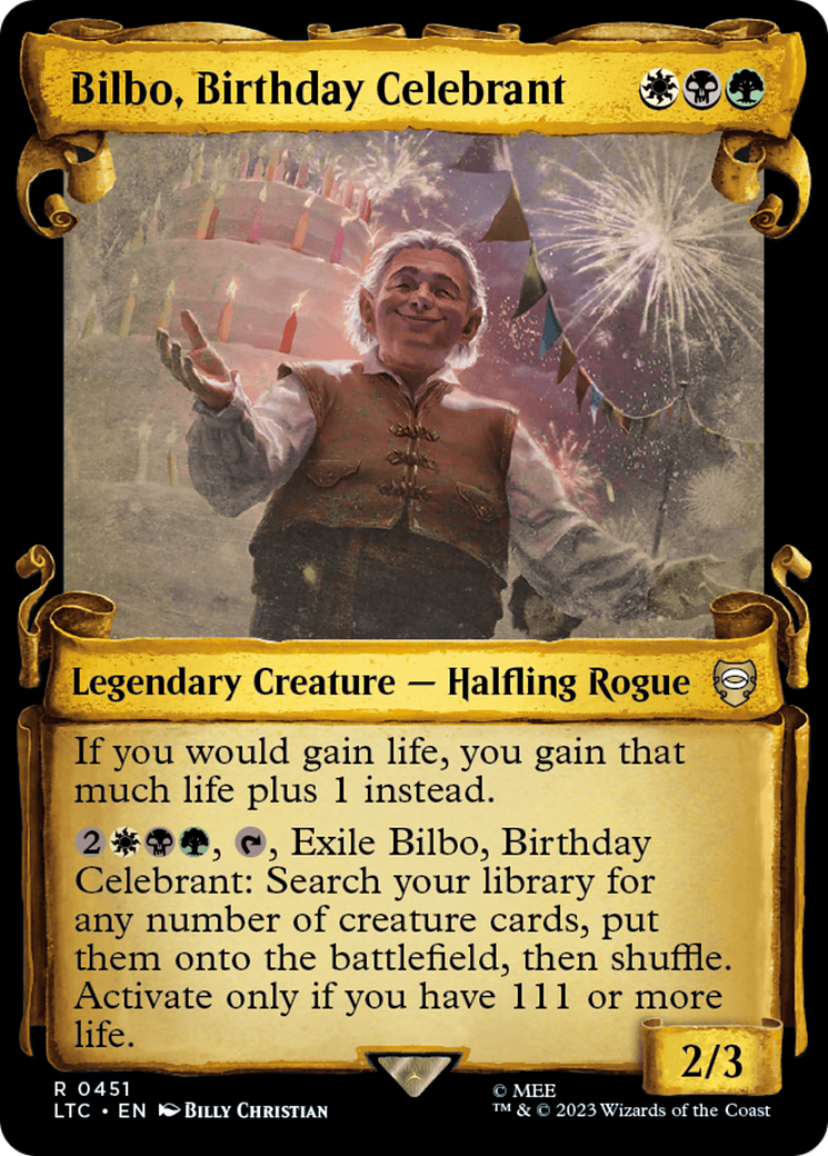 Bilbo, Birthday Celebrant [The Lord of the Rings: Tales of Middle-Earth Commander Showcase Scrolls] | Clutch Gaming