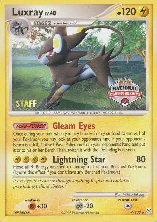 Luxray (7/130) (National Championships) (Staff) [Diamond & Pearl: Base Set] | Clutch Gaming