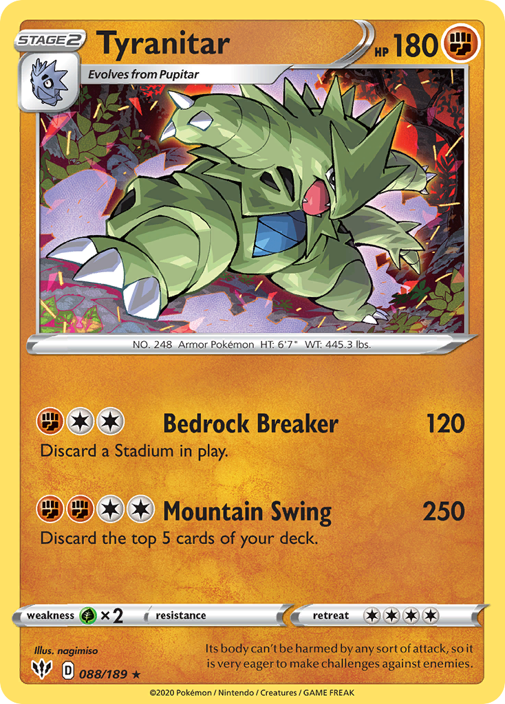 Tyranitar (088/189) [Sword & Shield: Darkness Ablaze] | Clutch Gaming