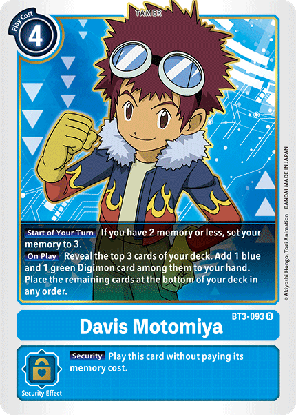 Davis Motomiya [BT3-093] [Release Special Booster Ver.1.5] | Clutch Gaming