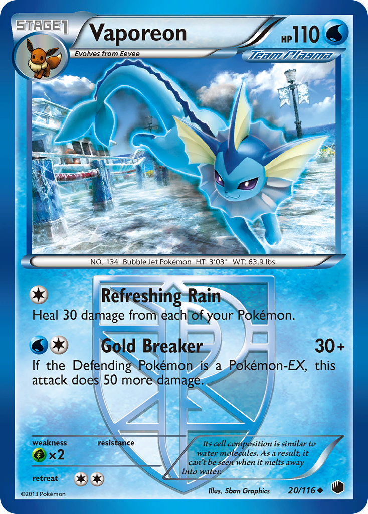 Vaporeon (20/116) [Black & White: Plasma Freeze] | Clutch Gaming