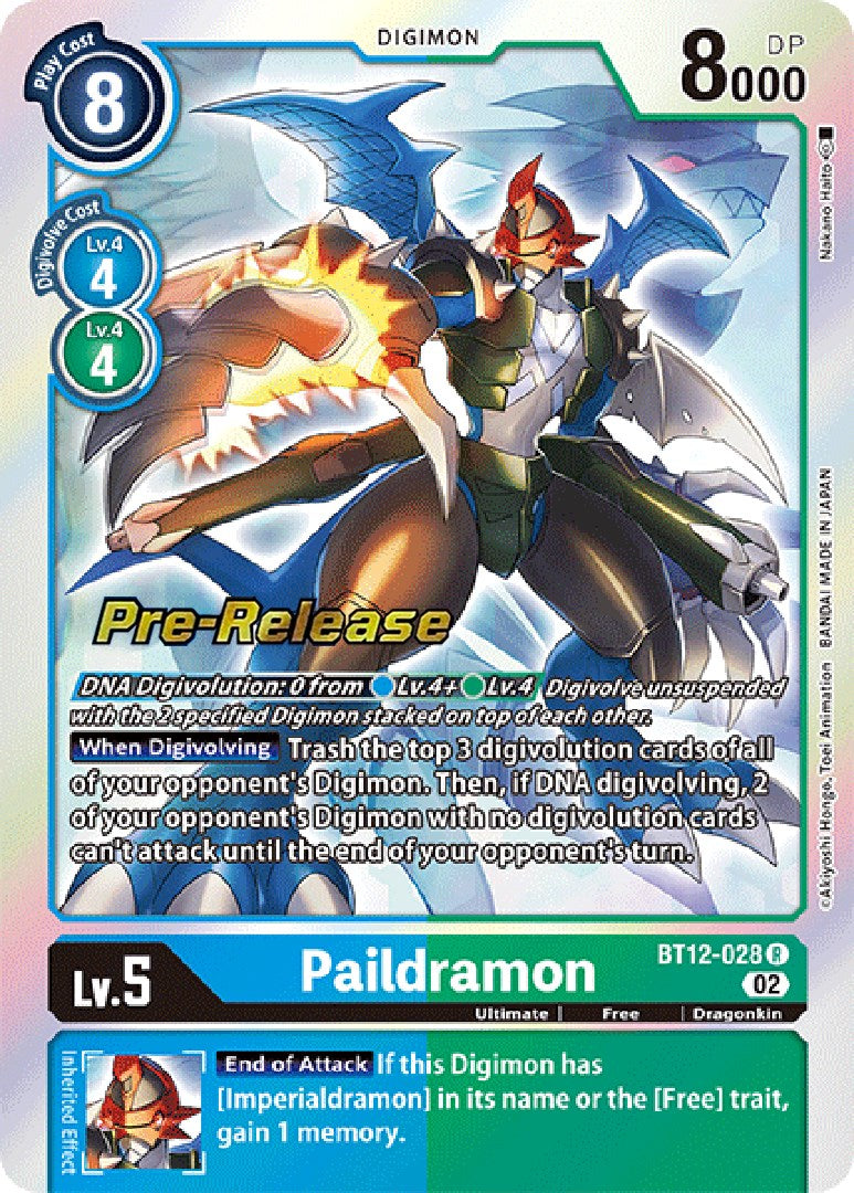 Paildramon [BT12-028] [Across Time Pre-Release Cards] | Clutch Gaming