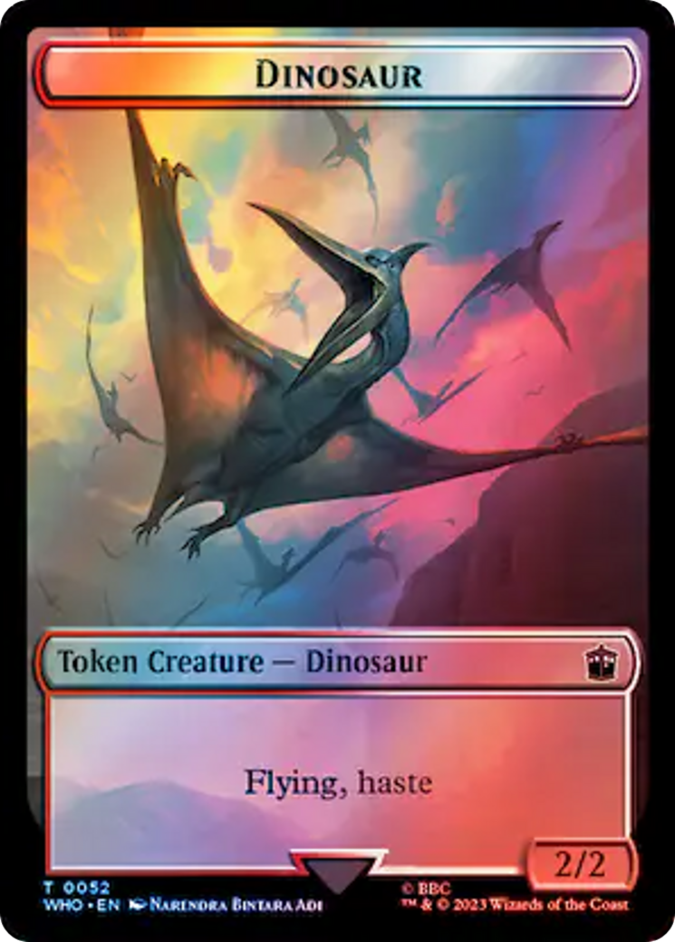 Soldier // Dinosaur Double-Sided Token (Surge Foil) [Doctor Who Tokens] | Clutch Gaming