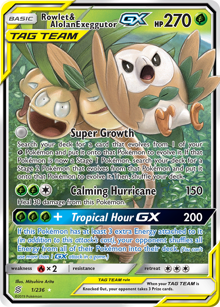 Rowlet & Alolan Exeggutor GX (1/236) [Sun & Moon: Unified Minds] | Clutch Gaming