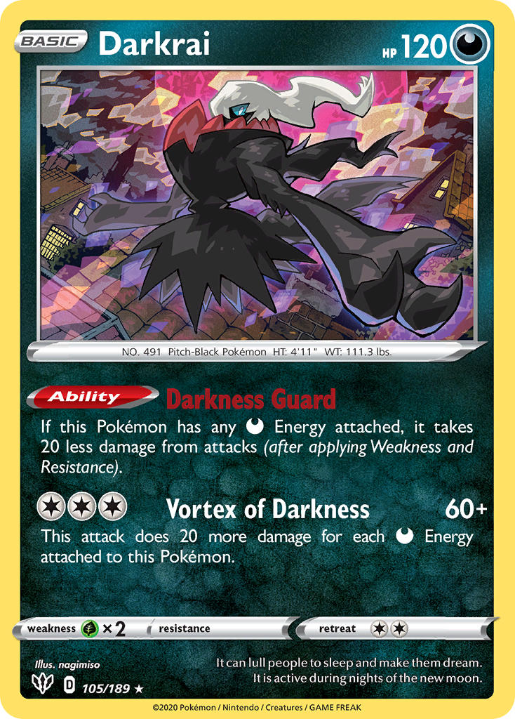 Darkrai (105/189) (Theme Deck Exclusive) [Sword & Shield: Darkness Ablaze] | Clutch Gaming