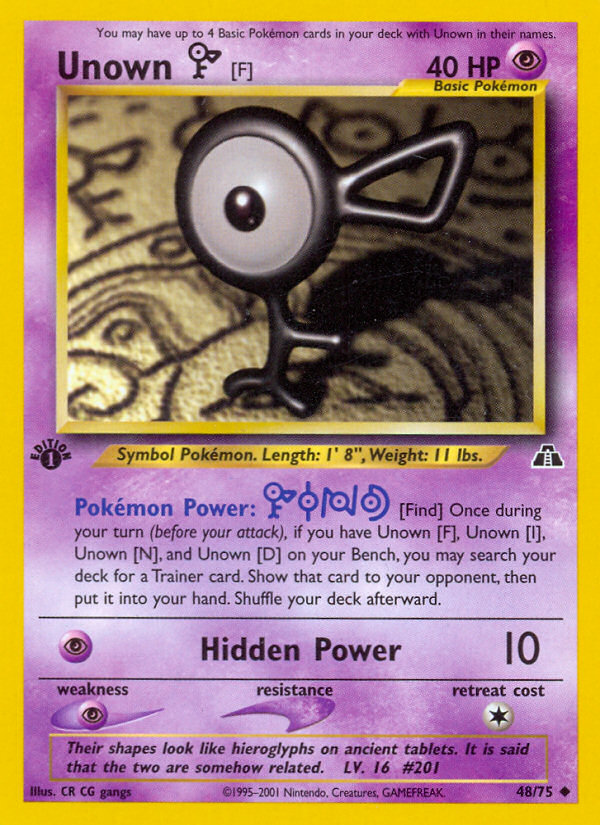 Unown [F] (48/75) [Neo Discovery 1st Edition] | Clutch Gaming