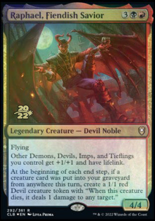 Raphael, Fiendish Savior [Commander Legends: Battle for Baldur's Gate Prerelease Promos] | Clutch Gaming