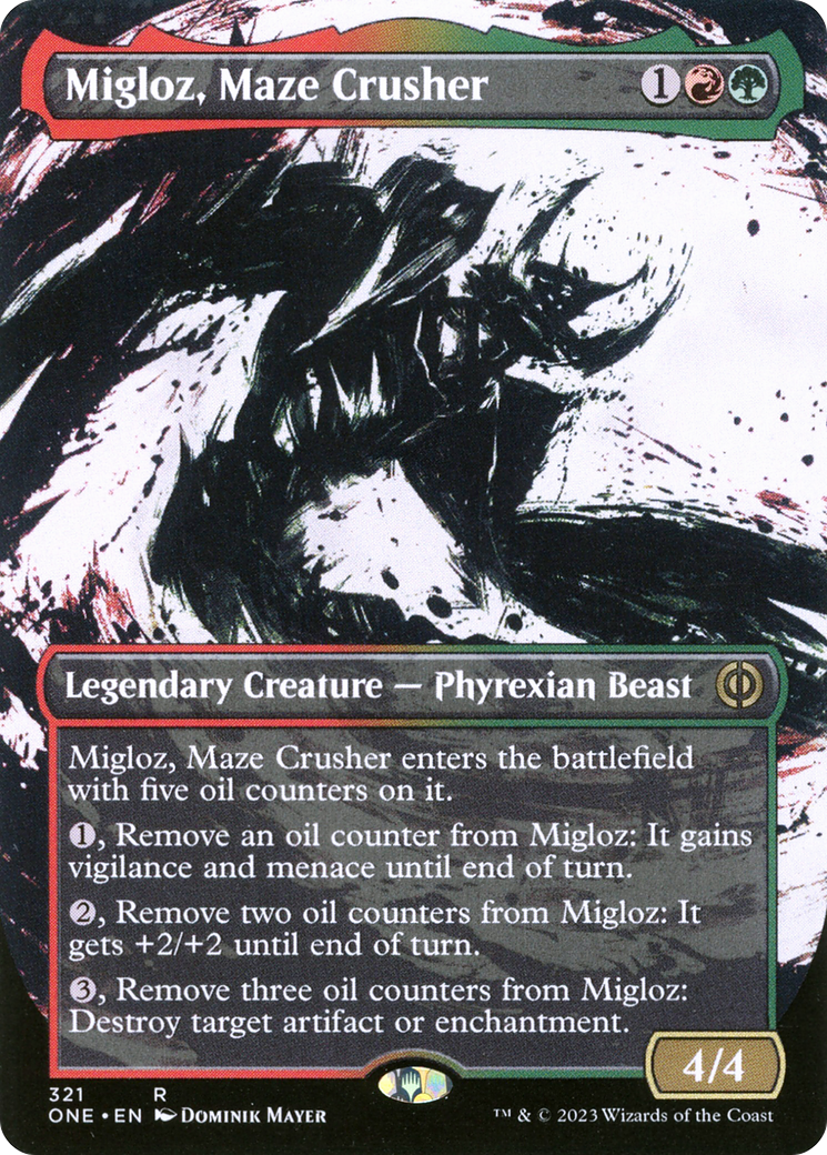 Migloz, Maze Crusher (Borderless Ichor) [Phyrexia: All Will Be One] | Clutch Gaming