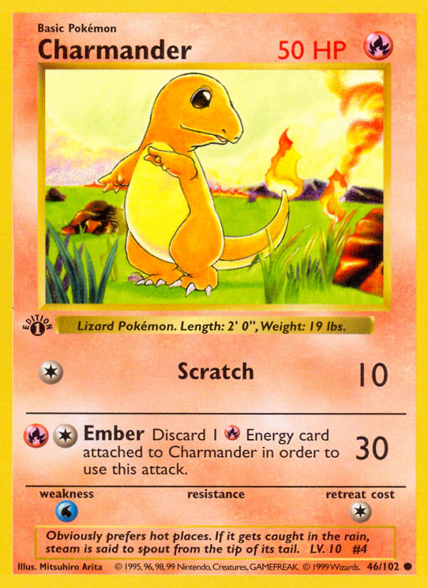 Charmander (46/102) (Shadowless) [Base Set 1st Edition] | Clutch Gaming