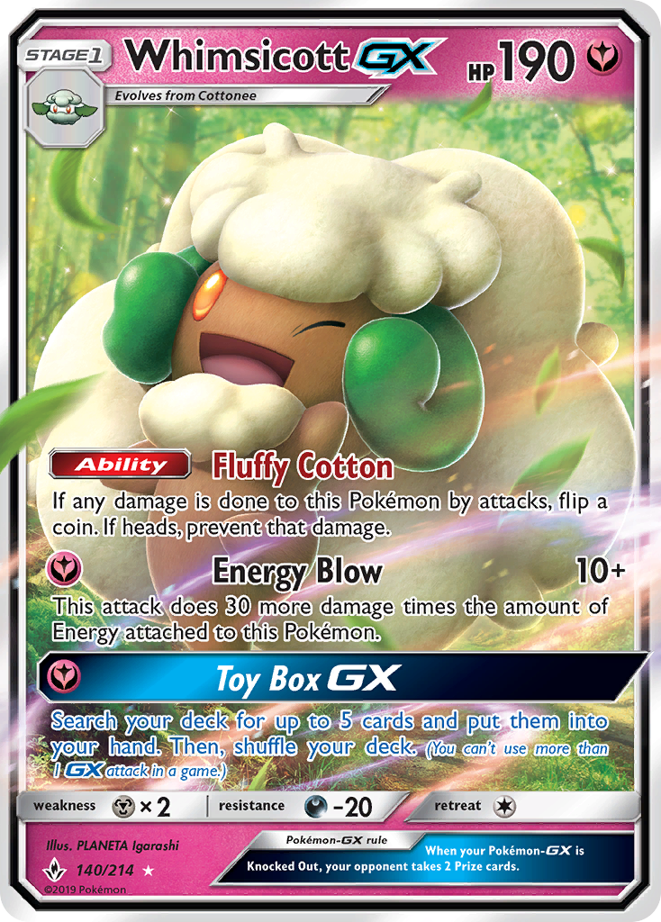 Whimsicott GX (140/214) [Sun & Moon: Unbroken Bonds] | Clutch Gaming