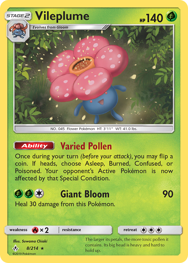 Vileplume (8/214) [Sun & Moon: Unbroken Bonds] | Clutch Gaming