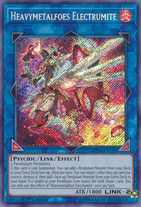 Heavymetalfoes Electrumite [MP18-EN229] Secret Rare | Clutch Gaming