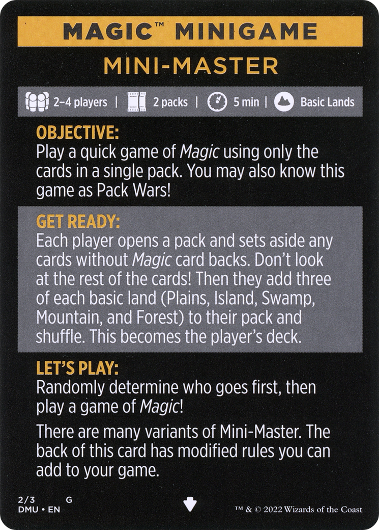Mini-Master (Magic Minigame) [Commander Legends: Battle for Baldur's Gate Minigame] | Clutch Gaming