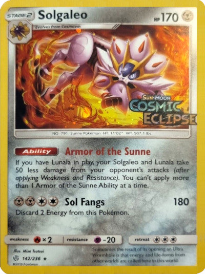 Solgaleo (142/236) (Cosmos Holo) [Sun & Moon: Cosmic Eclipse] | Clutch Gaming