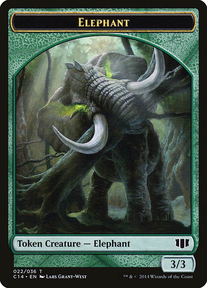 Elephant // Elf Warrior Double-Sided Token [Commander 2014 Tokens] | Clutch Gaming