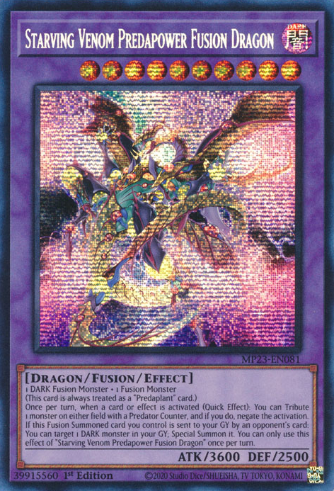 Starving Venom Predapower Fusion Dragon [MP23-EN081] Prismatic Secret Rare | Clutch Gaming