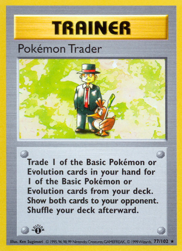 Pokemon Trader (77/102) (Shadowless) [Base Set 1st Edition] | Clutch Gaming