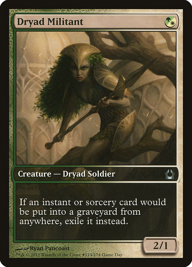 Dryad Militant (Game Day) (Extended Art) [Return to Ravnica Promos] | Clutch Gaming