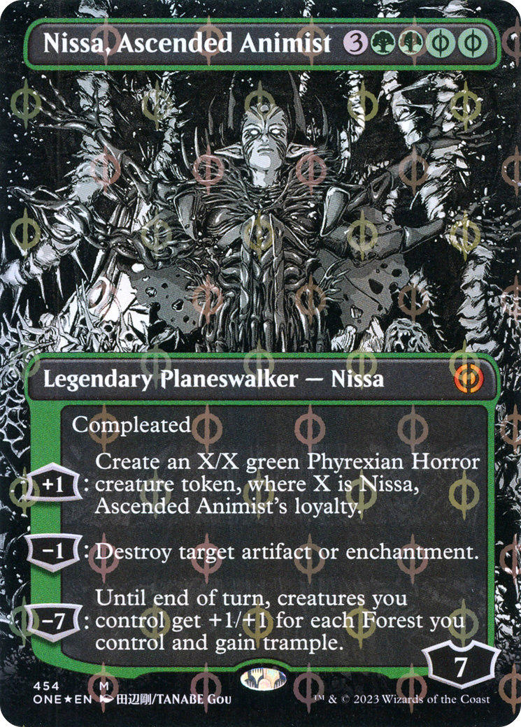 Nissa, Ascended Animist (Borderless Manga Step-and-Compleat Foil) [Phyrexia: All Will Be One] | Clutch Gaming