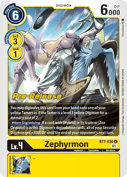 Zephyrmon [BT7-036] [Next Adventure Pre-Release Cards] | Clutch Gaming