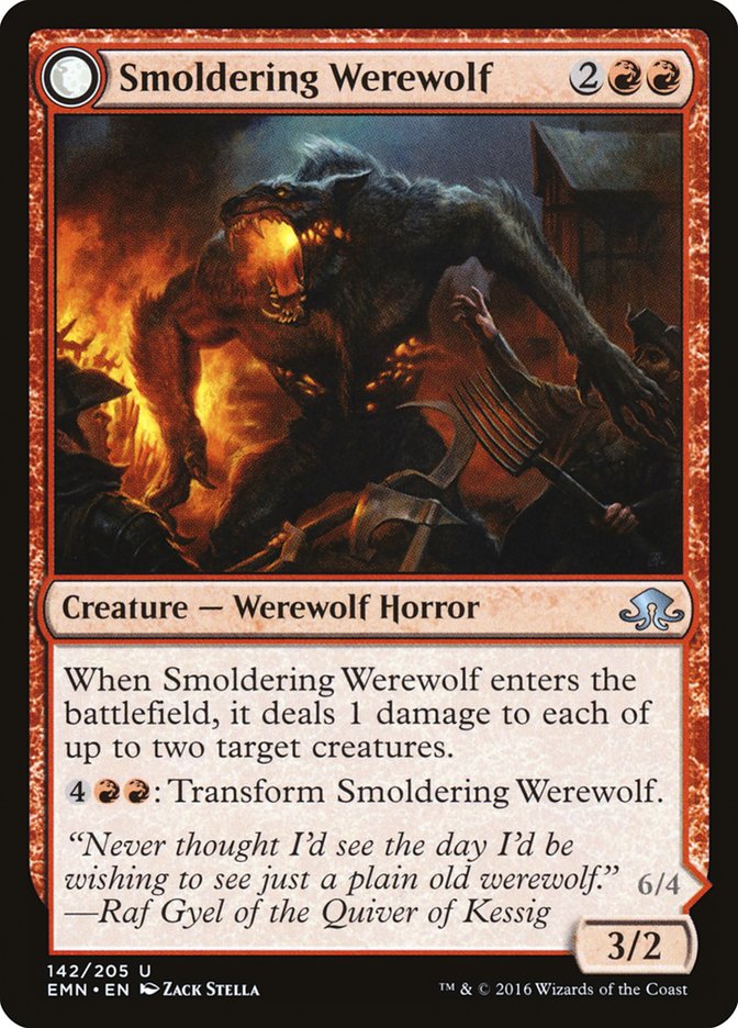 Smoldering Werewolf // Erupting Dreadwolf [Eldritch Moon] | Clutch Gaming