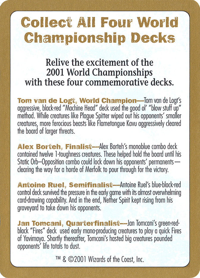 2001 World Championships Ad [World Championship Decks 2001] | Clutch Gaming