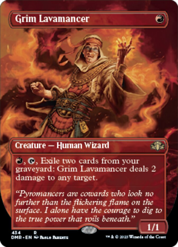 Grim Lavamancer (Borderless Alternate Art) [Dominaria Remastered] | Clutch Gaming