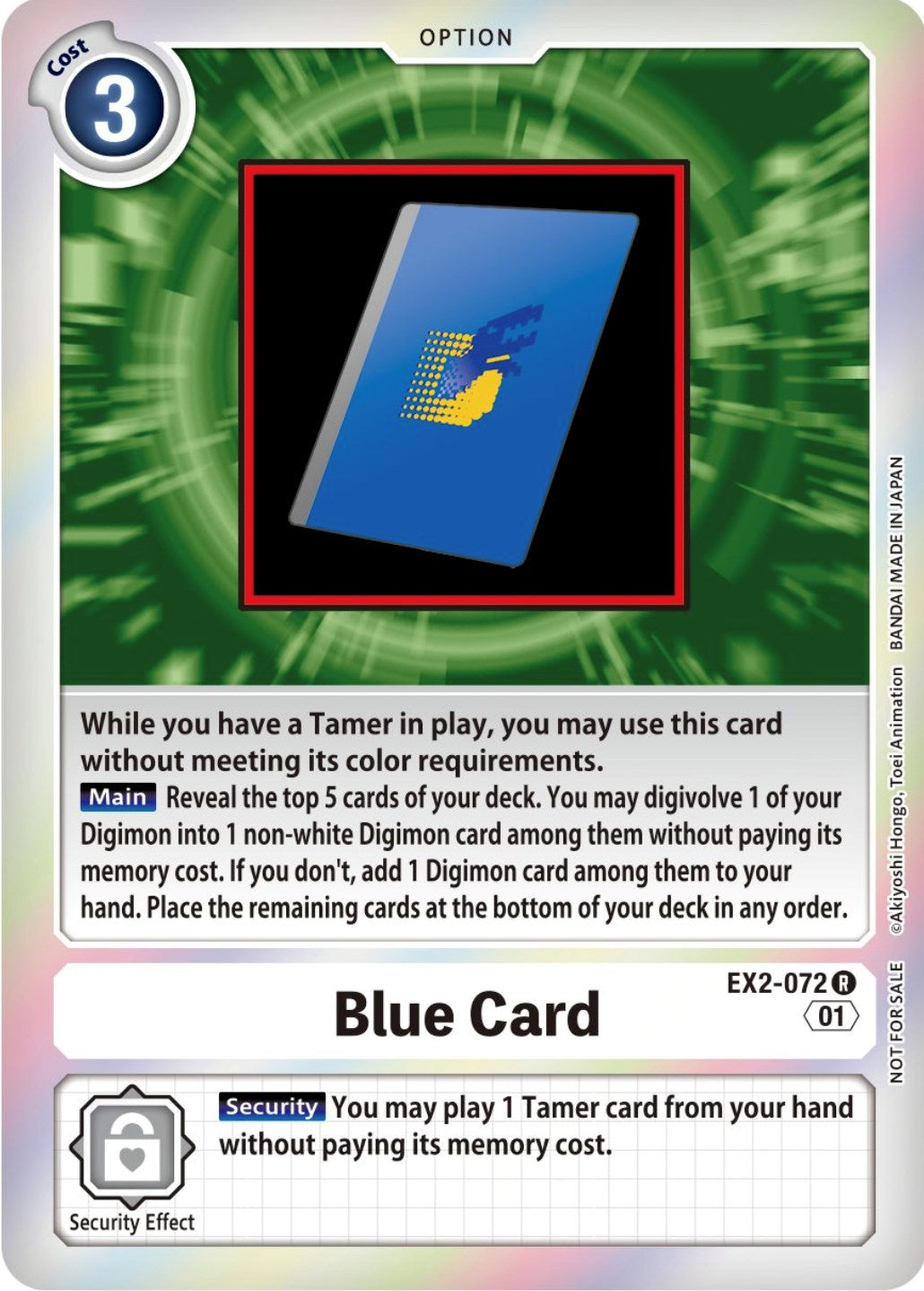 Blue Card [EX2-072] (Event Pack 4) [Digital Hazard Promos] | Clutch Gaming