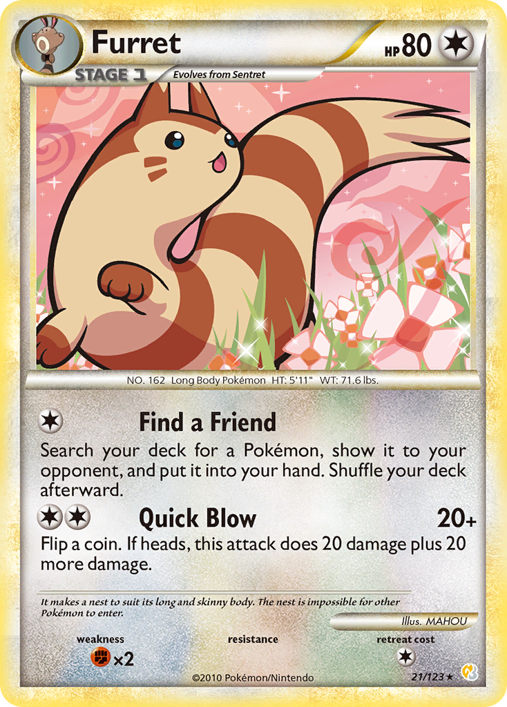 Furret (21/123) [HeartGold & SoulSilver: Base Set] | Clutch Gaming