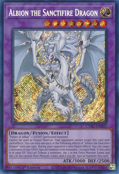 Albion the Sanctifire Dragon [CYAC-EN035] Secret Rare | Clutch Gaming