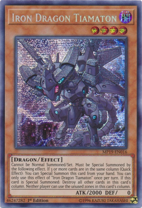 Iron Dragon Tiamaton [MP19-EN016] Prismatic Secret Rare | Clutch Gaming