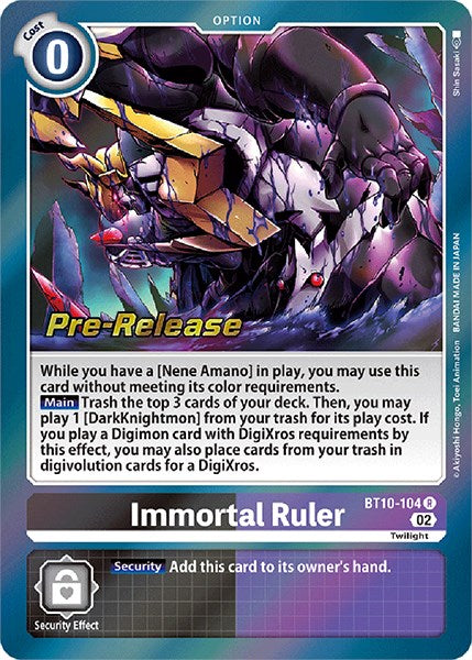 Immortal Ruler [BT10-104] [Xros Encounter Pre-Release Cards] | Clutch Gaming