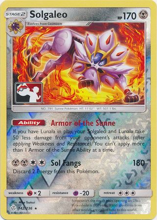 Solgaleo (142/236) (Pokemon Club Special Print) [Sun & Moon: Cosmic Eclipse] | Clutch Gaming