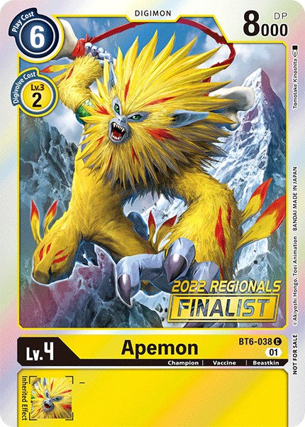 Apemon [BT6-038] (2022 Championship Online Regional) (Online Finalist) [Double Diamond Promos] | Clutch Gaming