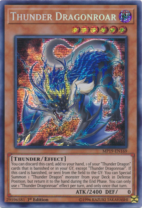 Thunder Dragonroar [MP19-EN169] Prismatic Secret Rare | Clutch Gaming