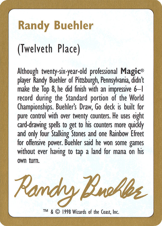 Randy Buehler Bio [World Championship Decks 1998] | Clutch Gaming